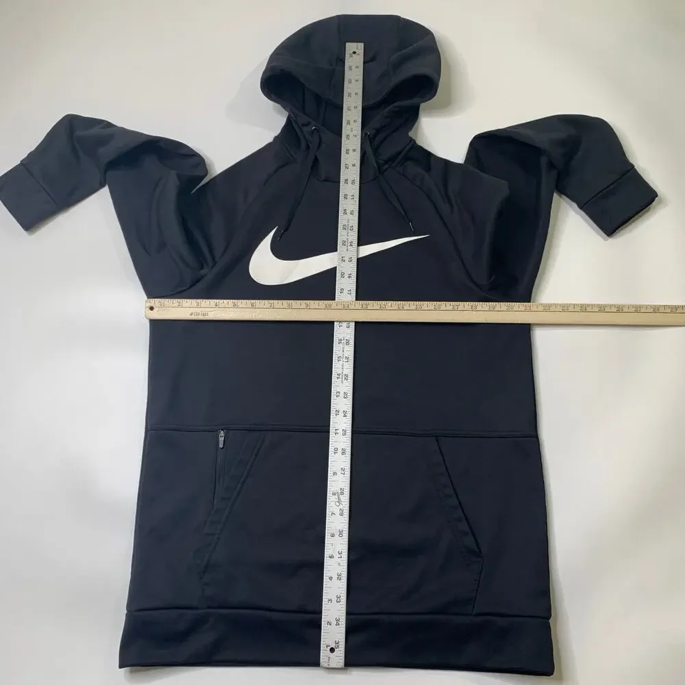 Nike Hoodie Mens Medium Black Therma Fit Pullover Swoosh Training Workout Pocket